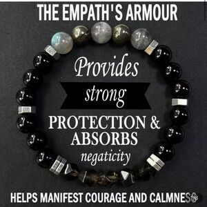 ⚫️🔲⚫️ Empath Protection Bracelet - Black and Silver Stretch Bracelet❗️⚫️🔲⚫️